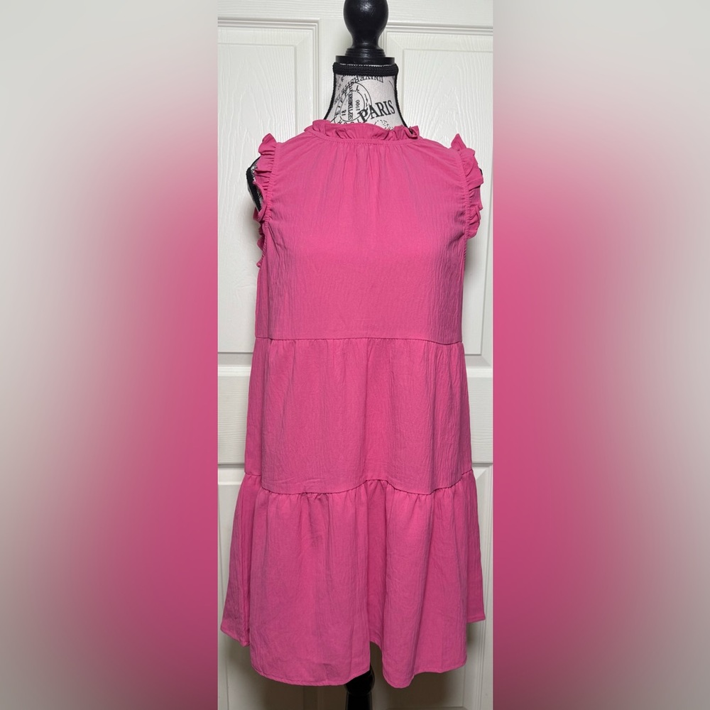 Copper Key Pink Ruffled Tiered Dress